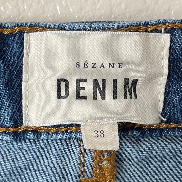 Sezane Jeans Womens EU 38 US 6 Blue Flare Ankle Mid Rise Laurence Trouser Denim - Picture 9 of 11